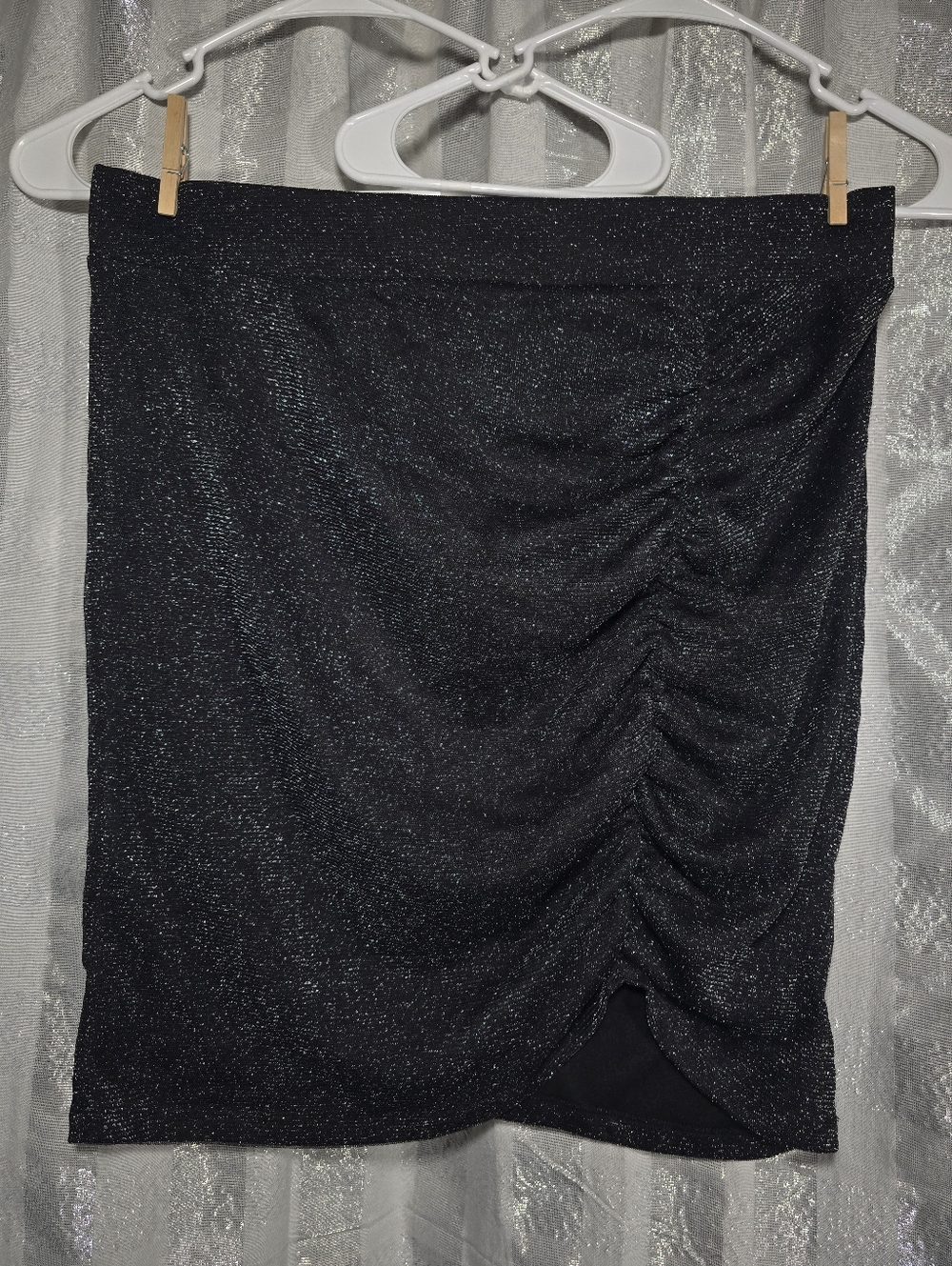 Torrid Black Sparkle Ruched Mini Skirt